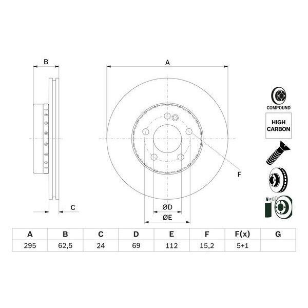 BOSCH ÖN FREN DİSKİ. W205. (A0004212412)