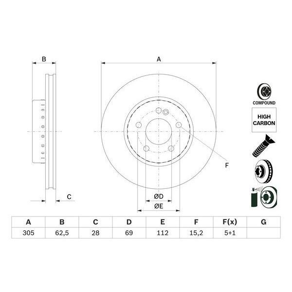 BOSCH FREN AYNASI (ADET) ÖN W213 (A0004212512)
