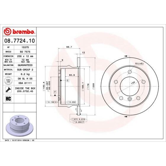 BREMBO ARKA FREN DİSKİ. W901-902. SPRINTER. 208-211-213-214. CDI. (A9014230612)