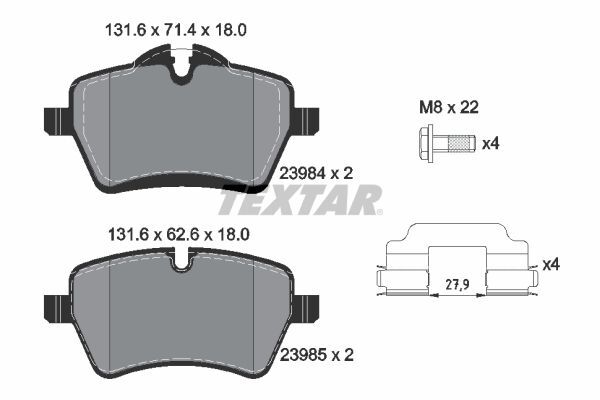 TEXTAR FREN BALATASI MINI COOPER ÖN R 55/56/57/58/59/60 (34119804735)