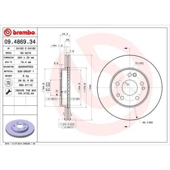 BREMBO FREN DİSKİ ÖN W124 (A1244212712)