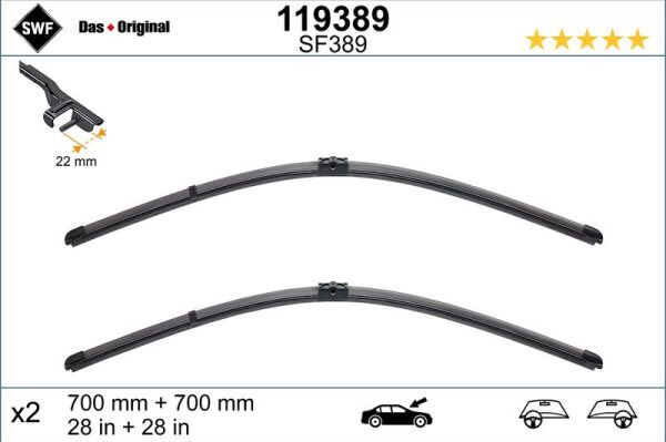 SWF SİLECEK TAKIMI, FLAT BLADE (700+700 MM) PEUGEOT 407 (A2218200745)