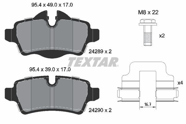 TEXTAR FREN BALATASI ARKA R55/R56/R57/R58/R59 (34216778327)