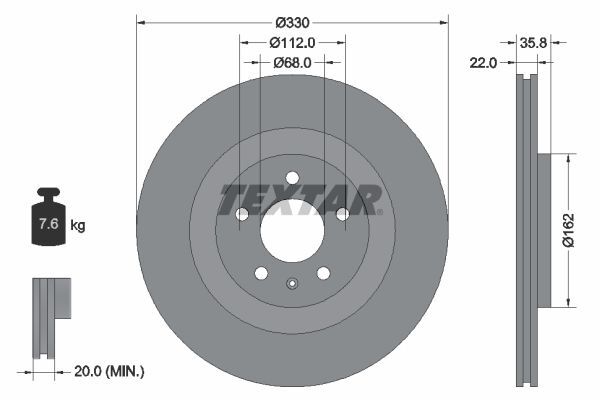 TEXTAR FREN DİSKİ ARKA TOUAREG/A4/A5/A6/A7 (4H0615601H)
