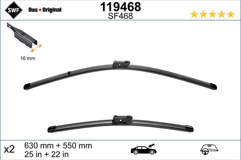 SWF ÖN SİLECEK TAKIM TIGUAN 16> 630/550 MM (5NB998002)