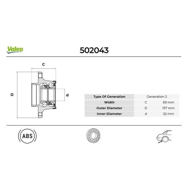 VALEO PORYA (RULMANLI) ARKA GOLF/JETTA/PASSAT/A3 04> (1T0598611)