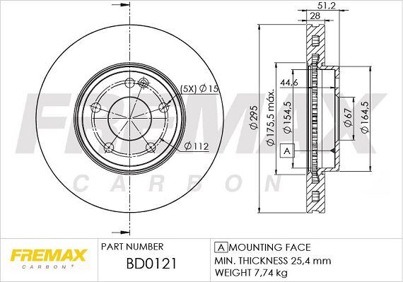 FREMAX ÖN FREN DİSKİ. W176-242-246-117-156. (A2464210112)