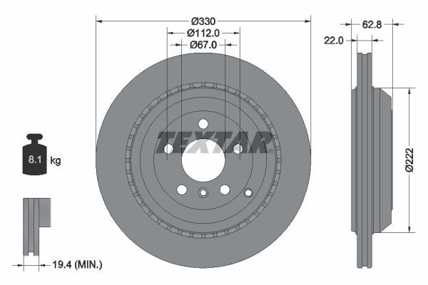 TEXTAR FREN DİSKİ 164 (ML) ARKA (18'' JANT) (A1644230612)