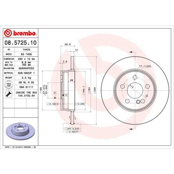 BREMBO FREN DİSKİ ARKA W140 (A1404230612)
