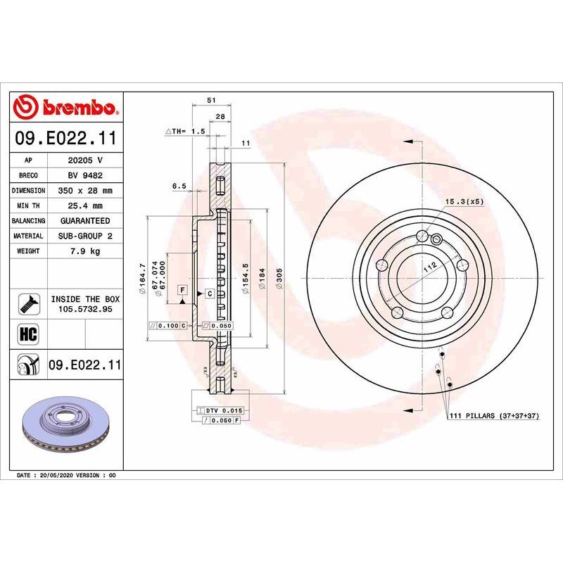 BREMBO FREN DİSKİ ÖN W118/W177/W247 (A247421041207)