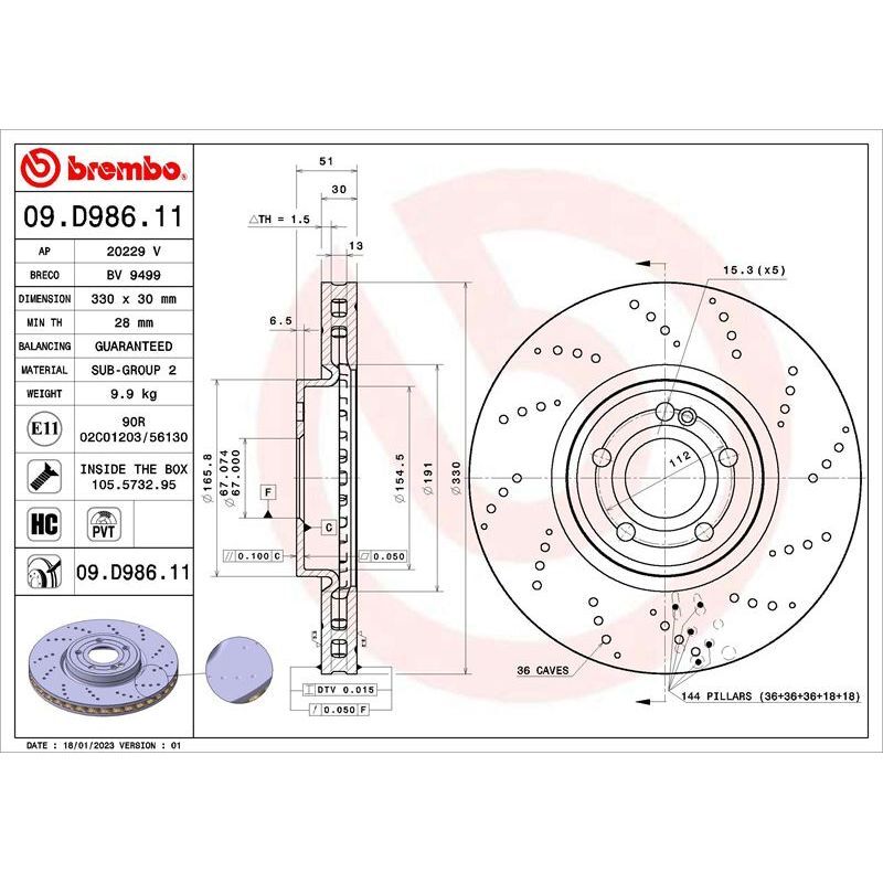 BREMBO FREN DİSKİ ÖN W118/W177/ W247 (A2474212012)