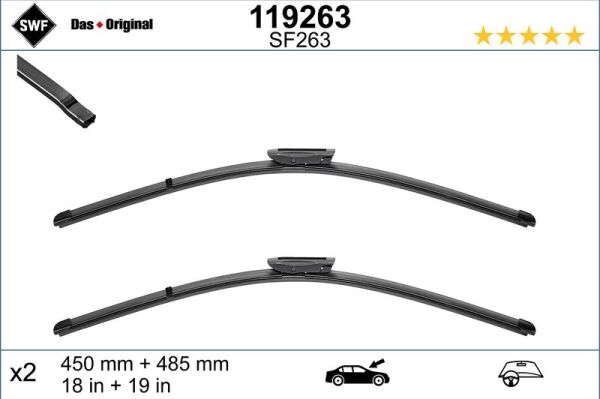 SWF SWF VISIOFLEX FLAT BLADE (X2) (500+540 MM) MINI ROADSTER (R59) (>02/12), MINI COUPE (R58) (>09/11) (61610039343)