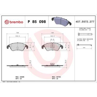 BREMBO FREN BALATASI ÖN A4/A5/A6 08> (8K0698151C)
