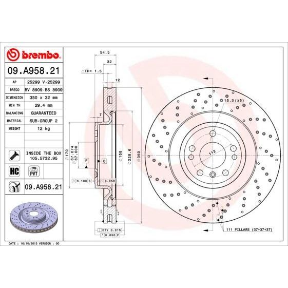 BREMBO FREN DİSKİ ÖN W166/W292 (A1664211500)