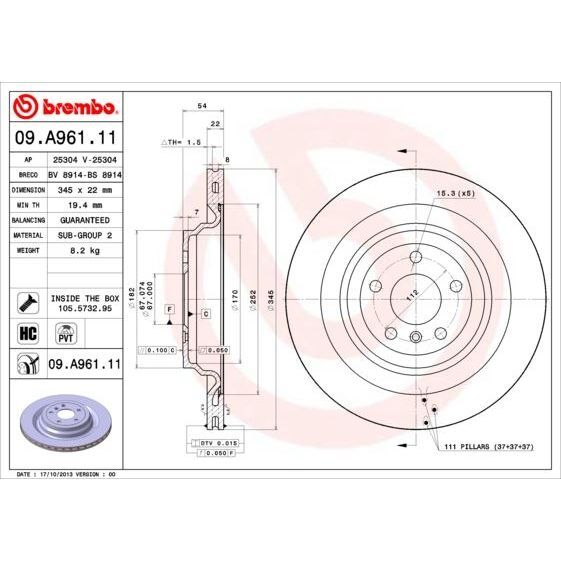 BREMBO ARKA FREN DİSKİ. W166. (A1664230212)