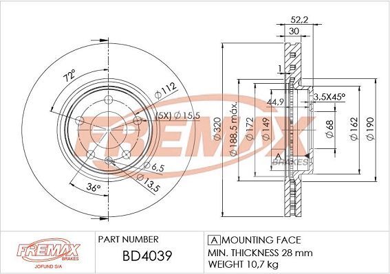 FREMAX ÖN FREN DİSKİ. A4-A5. 2008>… (8R0615301F)
