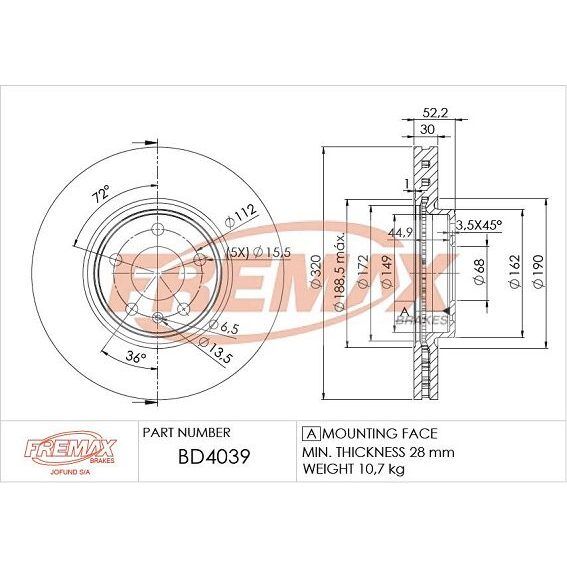 FREMAX ÖN FREN DİSKİ. A4-A5. 2008>… (8R0615301F)