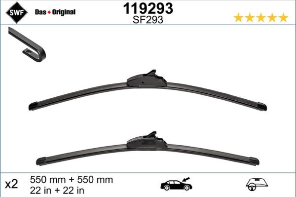 SWF SİLECEK TAKIMI, FLAT BLADE (550+550 MM) LAND ROVER DISCOVERY 3 (04 - ) , RANGE ROVER SPORT (05 - ) (LR018368)