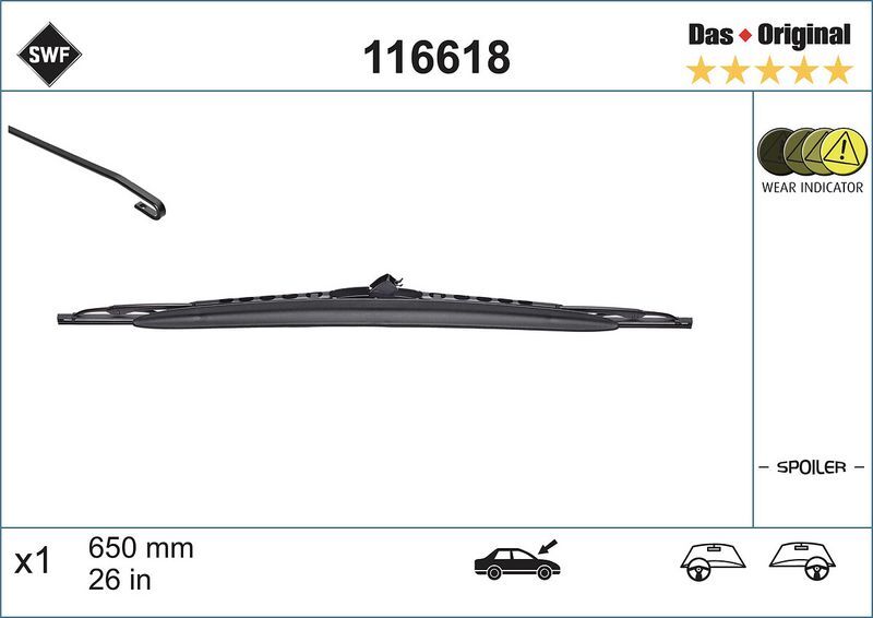 SWF SİLECEK, (650 MM) CITROEN C5 (ST), MERCEDES A CLASS (ST), PEUGEOT 307 (YT), 206 (ST) (A1688200945)