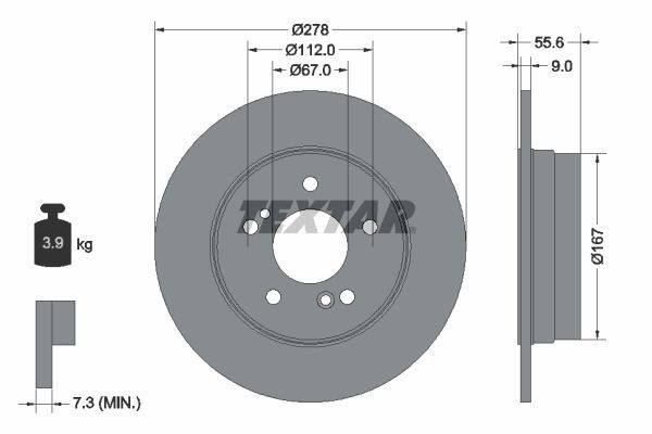 TEXTAR FREN DİSKİ 210 ARKA 203 C200 208/209 CLK (A1244230512)