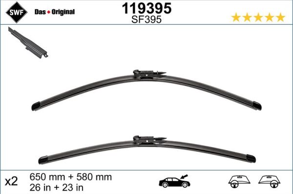 SWF SİLECEK TAKIMI, FLAT BLADE (650+580 MM) MERCEDES A CLASS (W169), B CLASS (W245) (A1698201345)