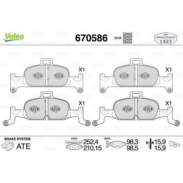 VALEO FREN BALATASI ÖN A4/A5/A6/A7/Q5 (8W0698151AC)