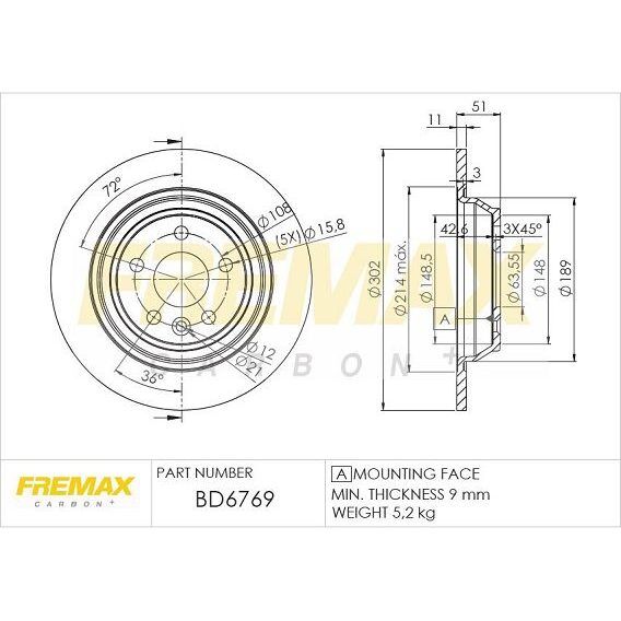 FREMAX ARKA FREN DİSKİ. R.ROVER EVOQUE 2.0-2.2 D4... (LR027123)