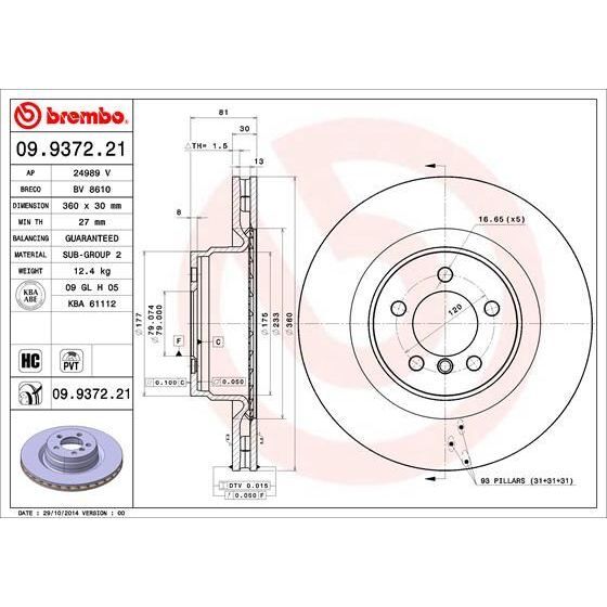 BREMBO ÖN FREN DİSKİ. RANGE-ROVER-VOGUE. 42. (LR031843)