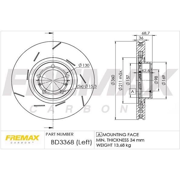FREMAX ÖN FREN DİSKİ. PORSCHE-PANAMERA. SOL.... (97035140300)
