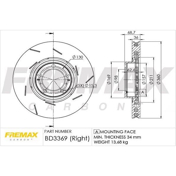 FREMAX ÖN FREN DİSKİ. PORSCHE-PANAMERA. SAĞ... (97035140400)