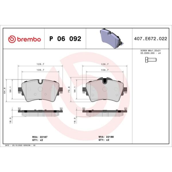 BREMBO FREN BALATASI ÖN F45/F46/F48 (34106874034)