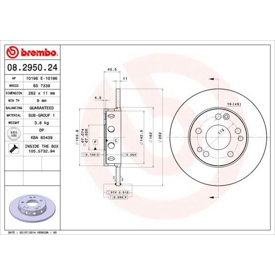 BREMBO ÖN FREN DİSKİ. W201. (A2014211212)