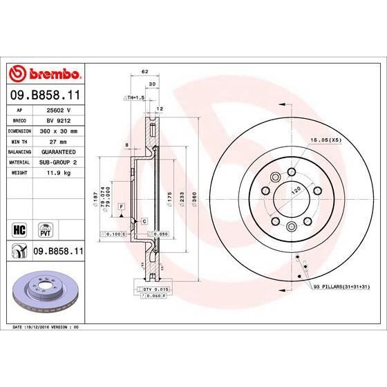 BREMBO ÖN FREN DİSKİ. DISCOVERY V-RANGE ROVER SPORT II. (LR038934)