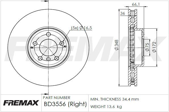 FREMAX ÖN FREN DİSKİ. F10-F12-F01. 5,25. SAĞ.... (34116785670)