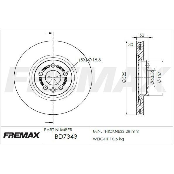 FREMAX ÖN FREN DİSKİ. DISCOVERY-SPORT-RANGE ROVER EVOQUE. (LR059122)