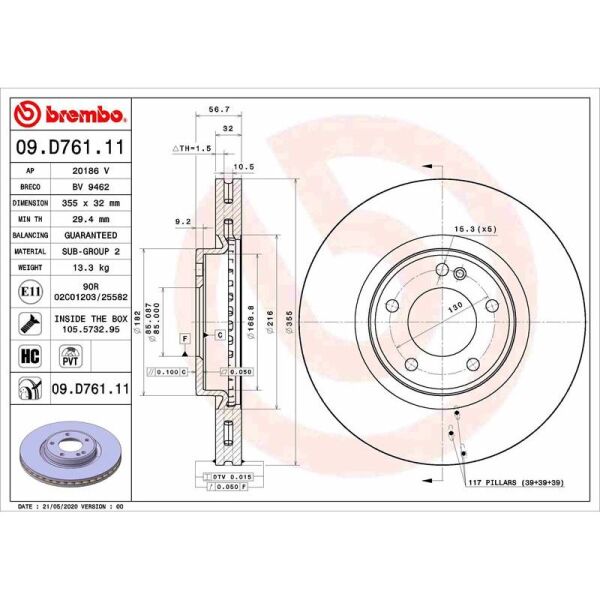 BREMBO FREN DİSKİ ÖN W463 (A4634210000)
