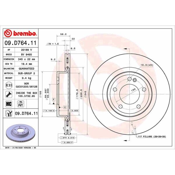 BREMBO FREN DİSKİ ARKA W463 (A4634230100)