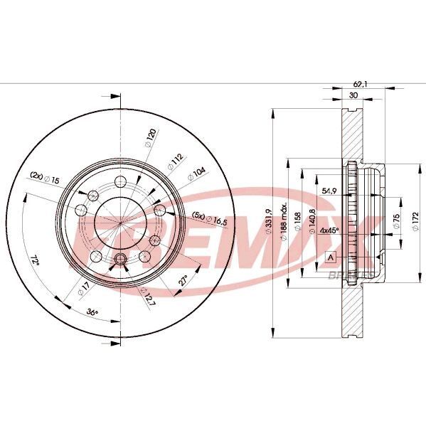 FREMAX ÖN FREN DİSKİ. E53-E83 LCI... (34116859679)