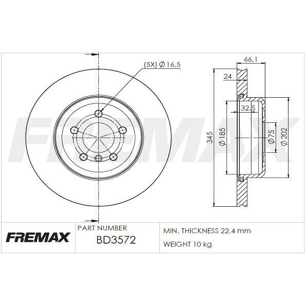 FREMAX ARKA FREN DİSKİ. F30-F32-F34-DX-IX... (34206797607)