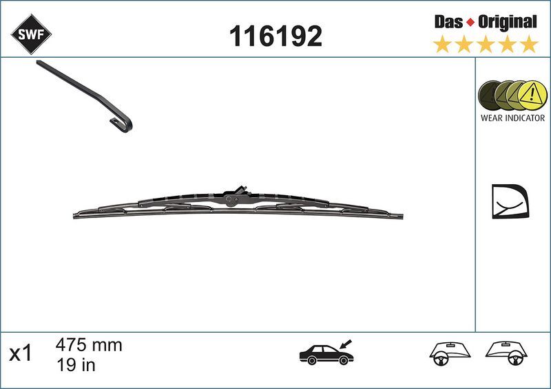 SWF SİLECEK, (475 MM) AUDI A3, VW BORA,GOLF 4, LUPO,POLO (YT) (6N0955427A)