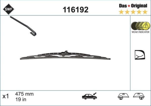 SWF SİLECEK, (475 MM) AUDI A3, VW BORA,GOLF 4, LUPO,POLO (YT) (6N0955427A)