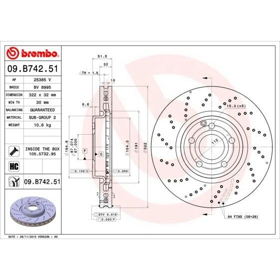 BREMBO ÖN FREN DİSKİ. W218. CLS. 4 MATIC. (A0004211812)