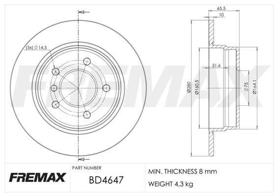 FREMAX ARKA FREN DİSKİ. E87. (34216764647)