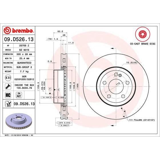 BREMBO FREN DİSKİ ÖN W205/W213 (A0004212512)