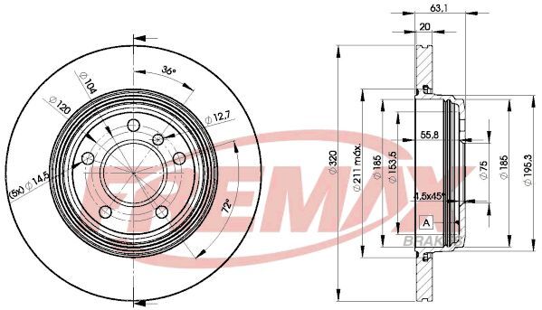 FREMAX ARKA FREN DİSKİ. E60-E63. HAVALI. (34216772085)