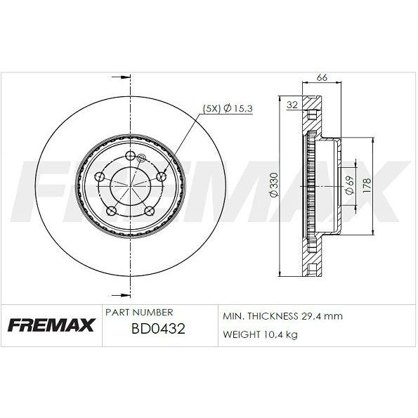 FREMAX ÖN FREN DİSKİ. W205-213-238-253-257. (A0004212712)