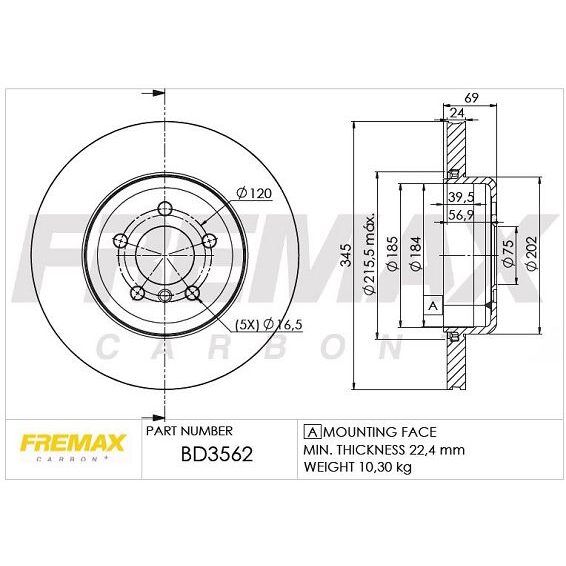 FREMAX ARKA FREN DİSKİ. F01-F02-F03-F04-F07-F10-F11-F12... (34216775289)