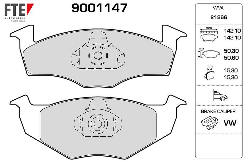 FTE FREN BALATASI (15,3 MM) GOLF 92> ÖN (1H0698151B)