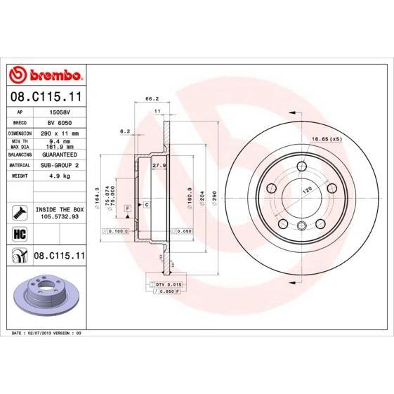 BREMBO FREN DİSKİ ARKA F20/F21/F22 (34216792225)