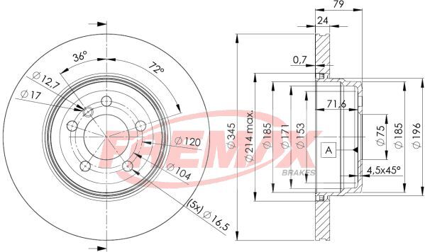 FREMAX ARKA FREN DİSKİ. F15-F16-E70-E71. X6... (34216793246)